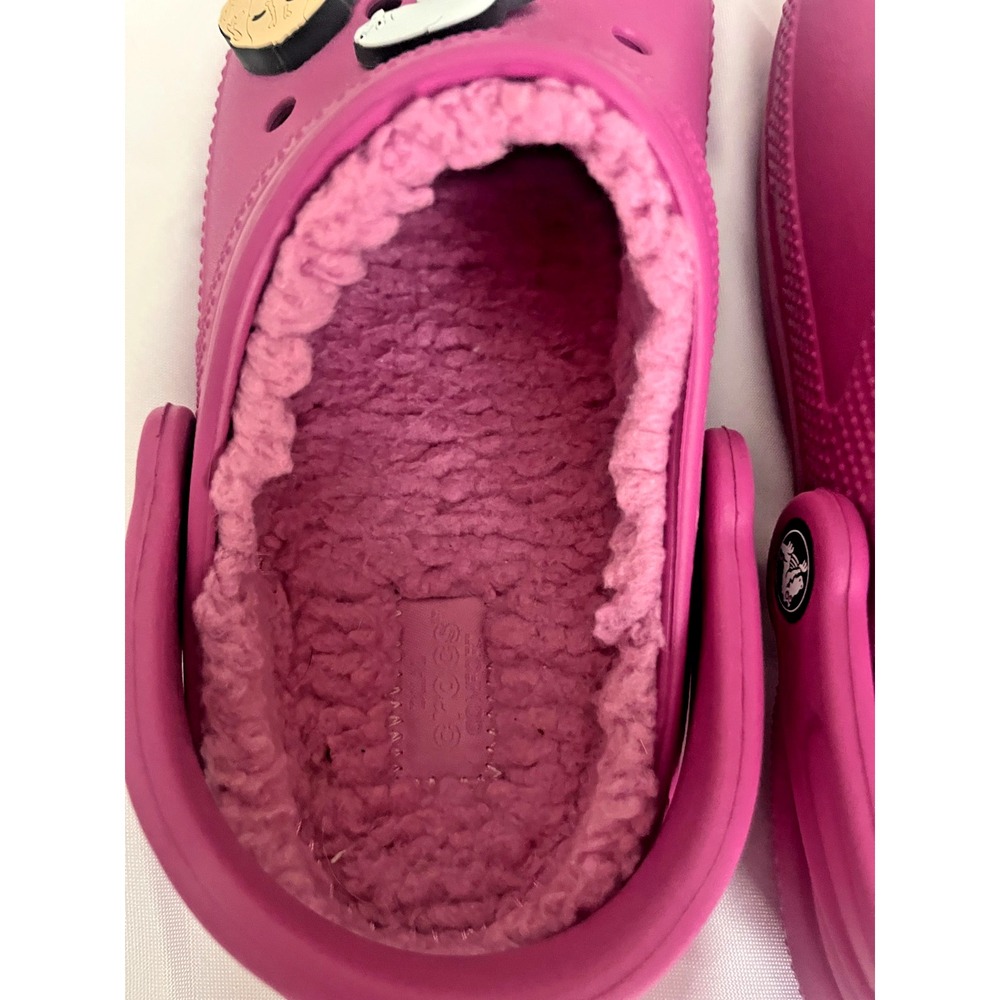Crocs Mammoth Lined Clogs Magenta Pink Animal Jibbitz Charms Womens Size 6 - Picture 6 of 8